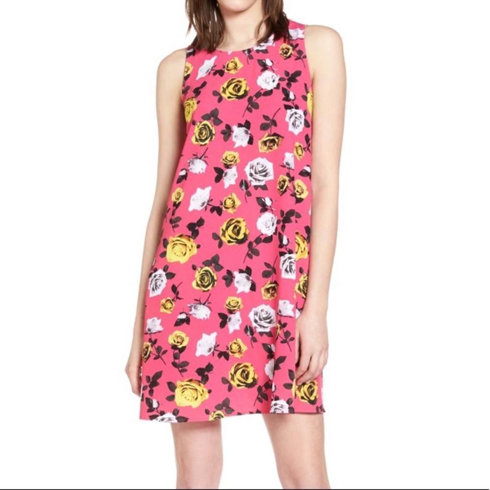 NWOT Halogen Hot Pink Floral A Line Shift Dress
